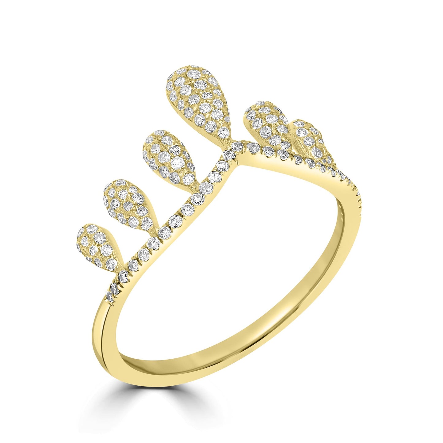 14K Gold Round Diamond Tiara Ring, .38 Carats, Sizes 6 to 8