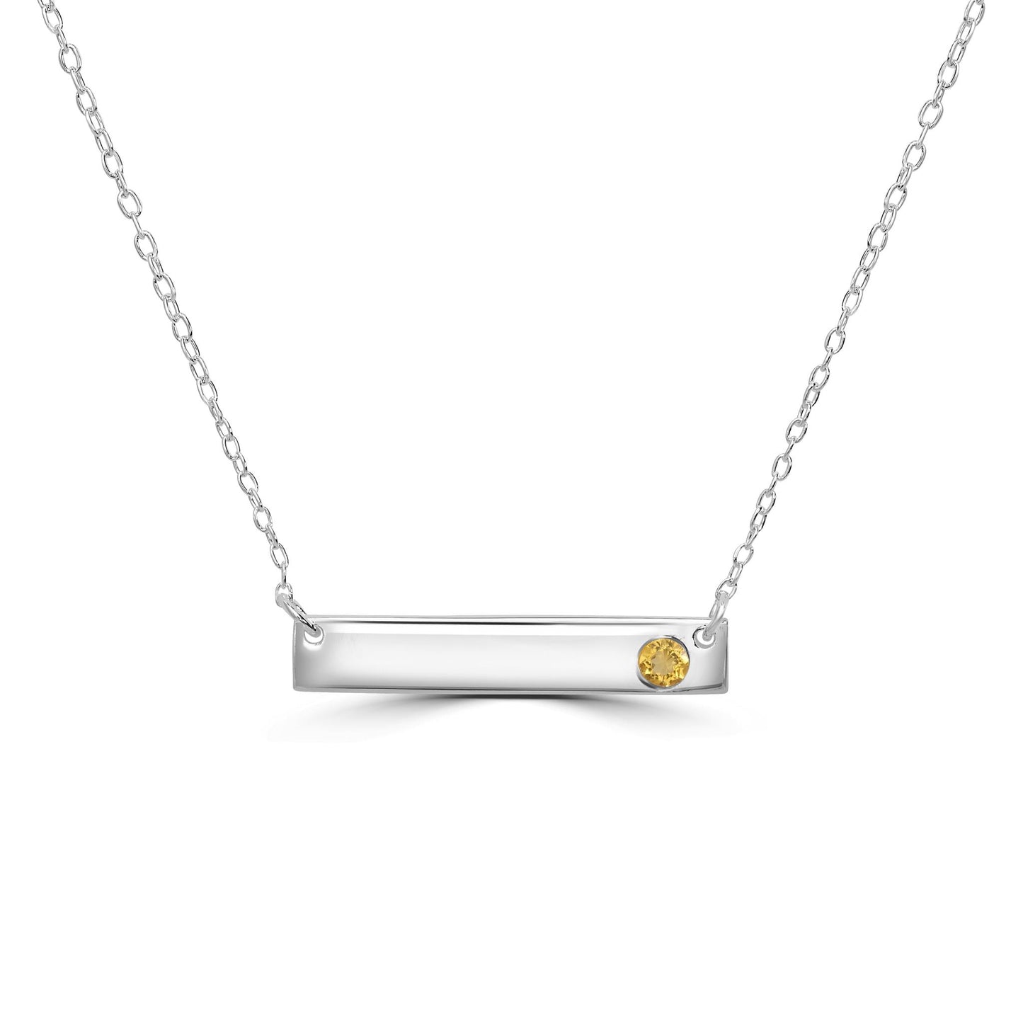 Gemistry 925 Sterling Silver Bar Necklace with Genuine Citrine Stone For Women & Girls With 16 + 4 Inch Extender Cable Chain Birthstone Jewelry Gift For Her Birthday|Wedding|Anniversary