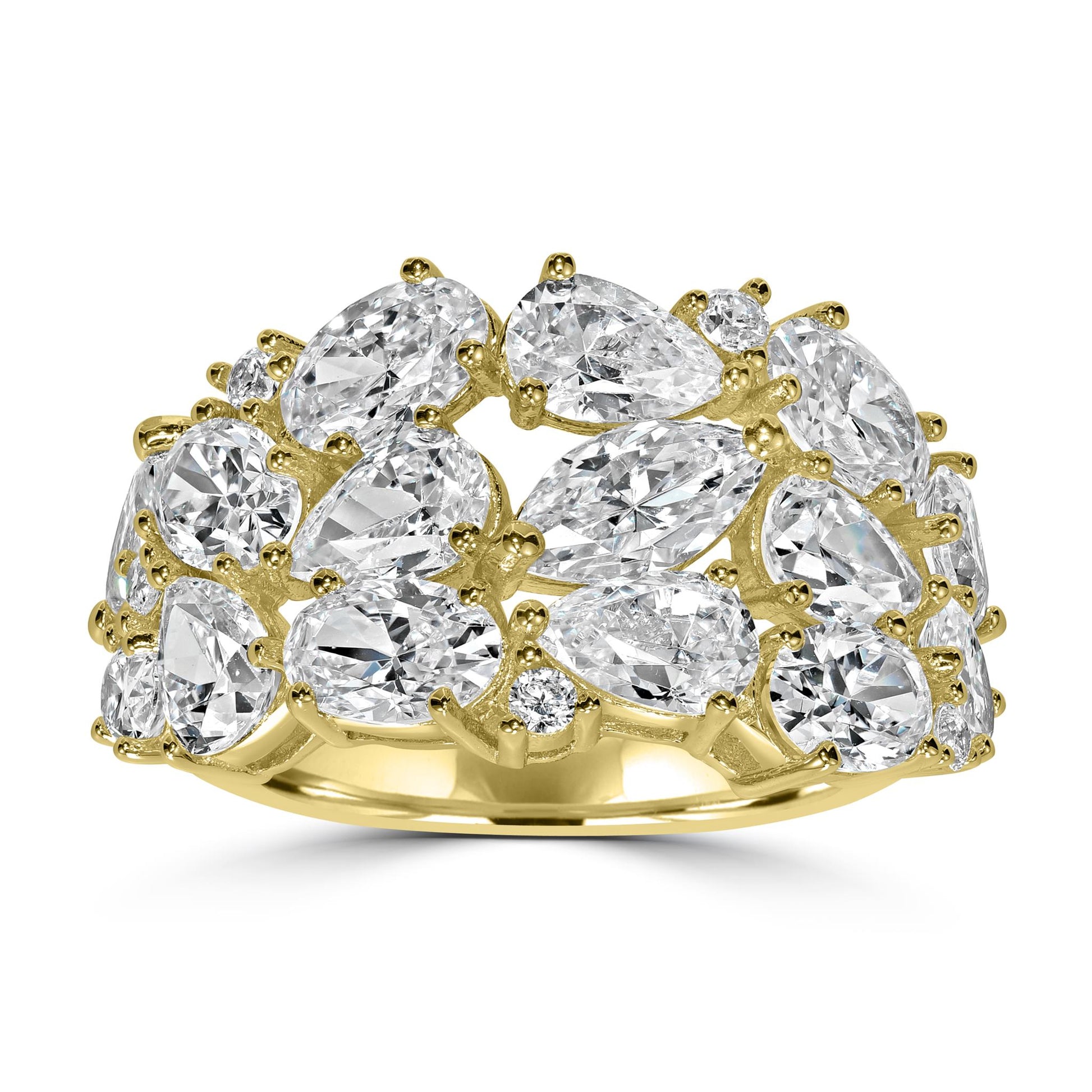 Kathy Levine 14K Gold-Plated Sterling Silver Cubic Zirconia Multi-Shape Ring