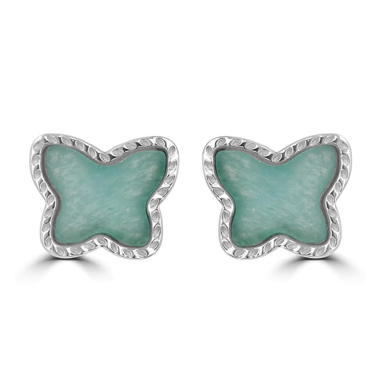 Gemistry Womens 925 Sterling Silver Genuine Amazonite Stud Earrings. 2.72 CT TW. Gemstone and Birthstone Jewelry Gift For Her. Birthday| Wedding| Anniversary.