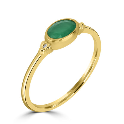 East-West 14K Gold Over Sterling Silver Emerald Stackable Solitaire Bezel Ring, Sizes 6 to 8