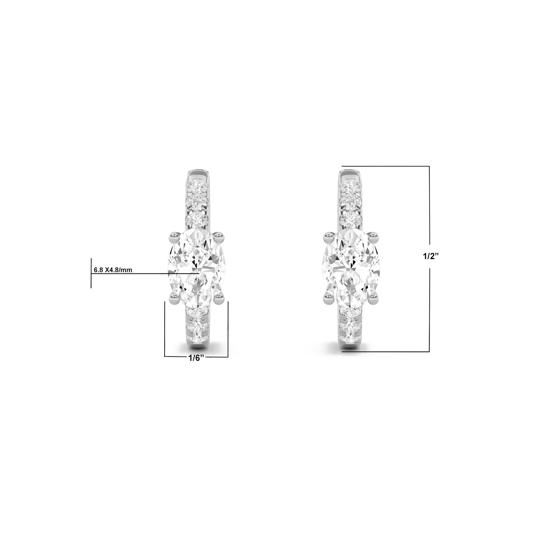 14K White Gold 1.5 CTTW Lab Grown Diamond Oval Cut Hoop Earrings