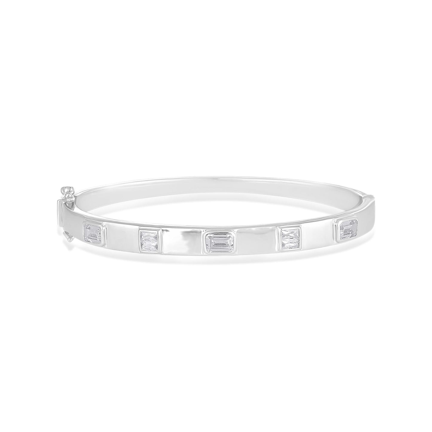 Gemistry Judy Crowell Jewelry Sterling Silver Square Bezel Cubic Zirconia Bangle Bracelet