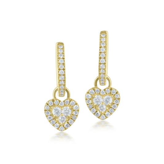 Gemistry Womens or Girls 14K Yellow Gold, Round White Diamond Dangle Earring. April Birthstone Month, Gift For Her.