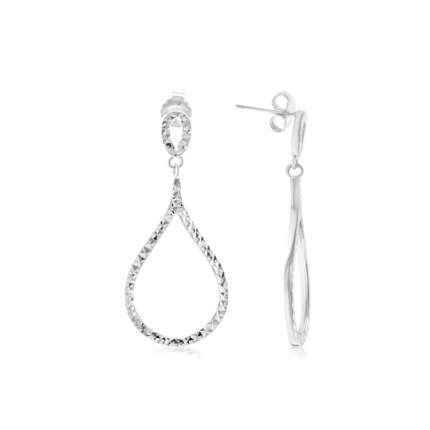 Judy Crowell Jewelry Sterling Silver Diamond Cut Double Teardrop Earrings