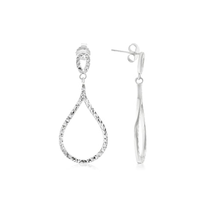 Judy Crowell Jewelry Sterling Silver Diamond Cut Double Teardrop Earrings