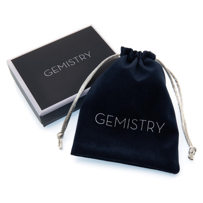 GEMISTRY Triangle Pendant Necklace with 0.41Ct Round and Baguette Diamond in 14K Rose Gold, 15 Inch