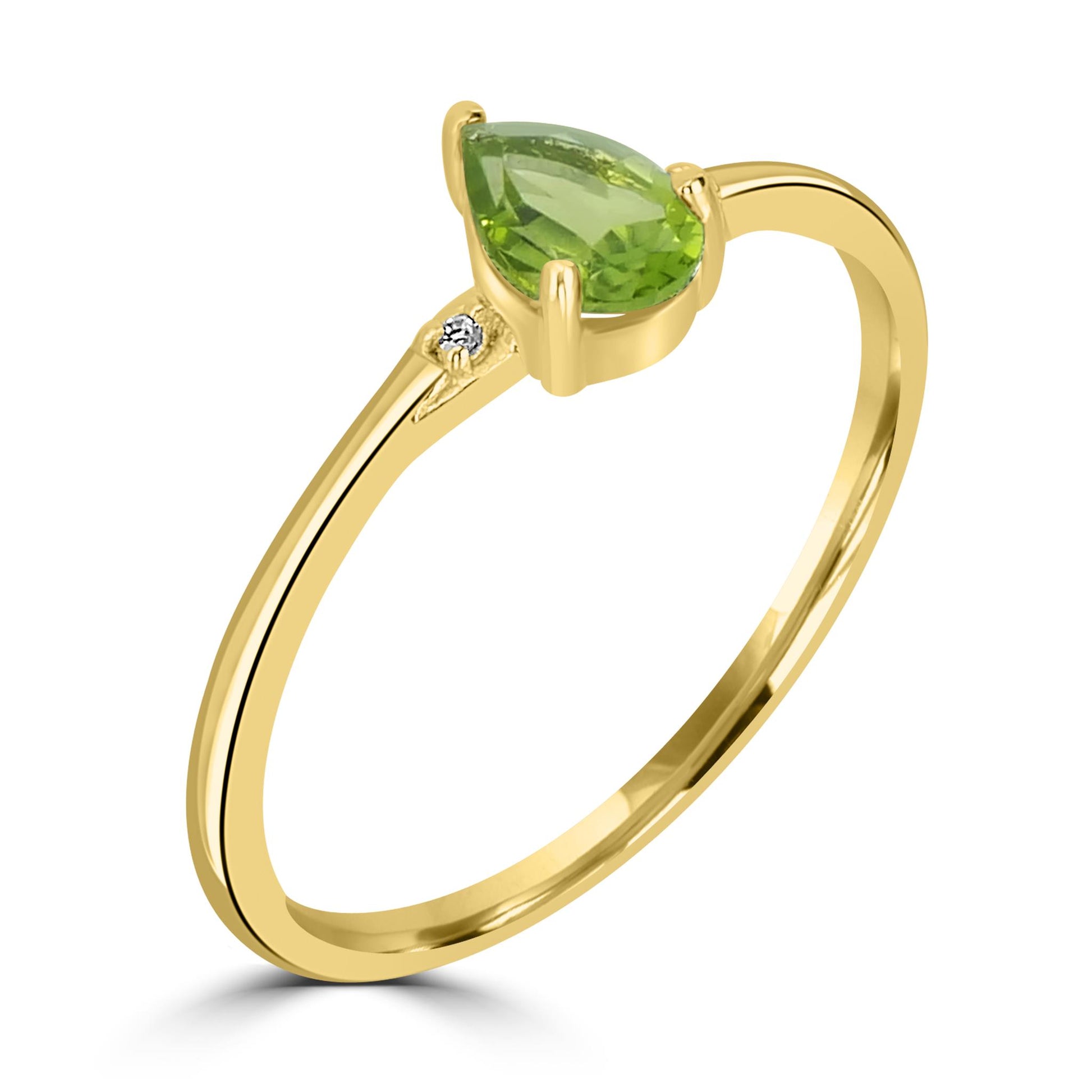 Dew 14k Gold over Sterling Silver Peridot Gemstone Stackable Pear Ring