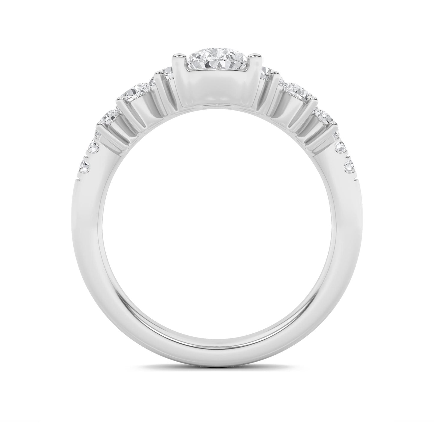 14K White Gold Lab Grown Diamond 1.50 CTTW Pear Cut Center Multi-Stone Ring