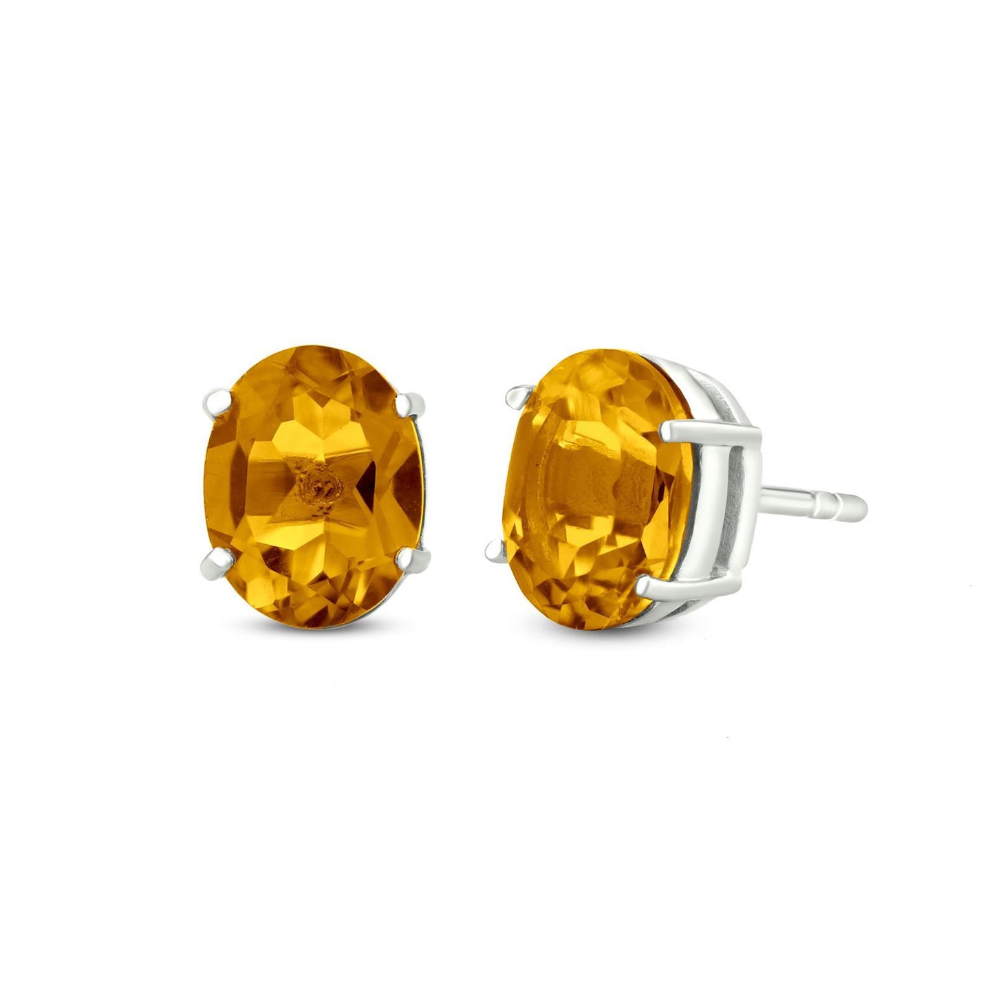 Gemistry Citrine Gemstone Stud Earrings for Women in Sterling Silver