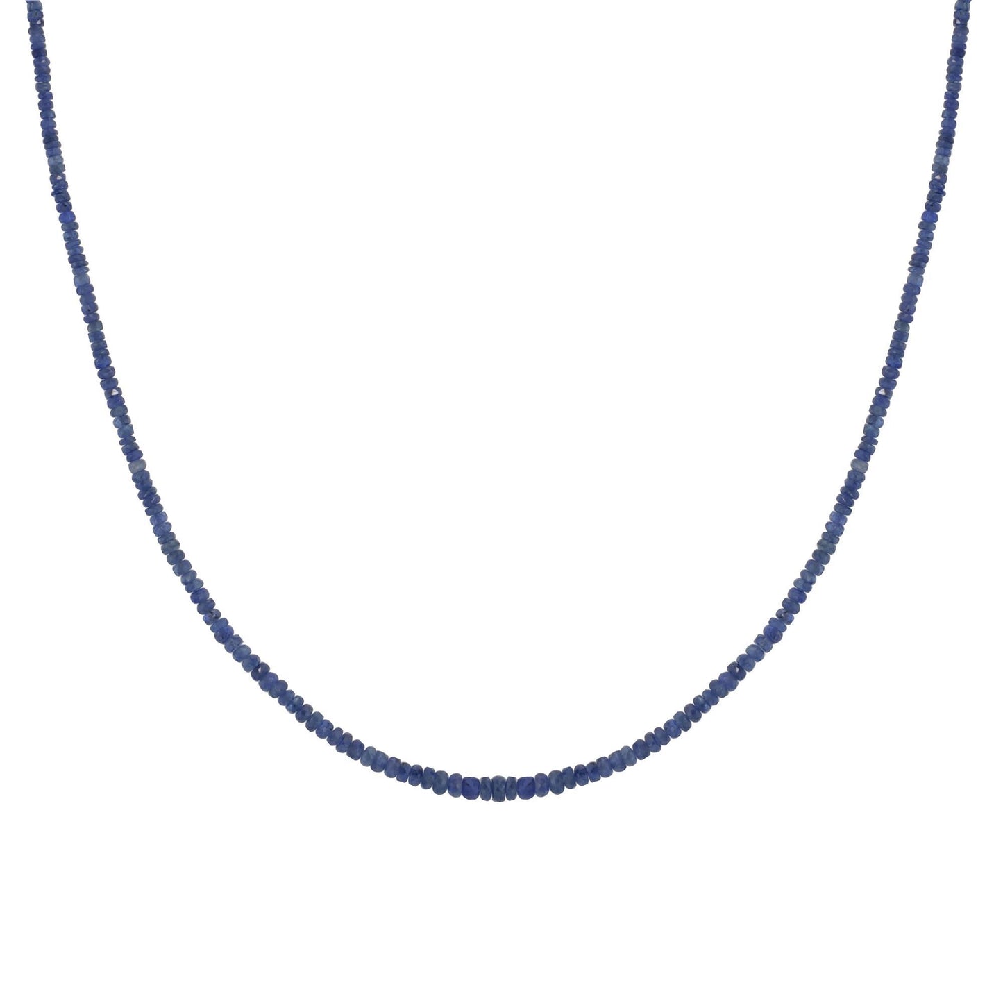 Gemistry 48.1 CTS Sapphire Faceted Bead 18" Necklace in Sterling Silver