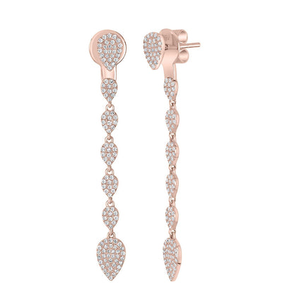 14K Rose Gold 0.52 Carat Round Diamond Pear Drop Earrings