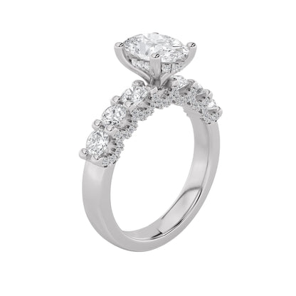 14K White Gold Lab Grown Diamond 2.5 CTTW Oval and Round Cut Ring