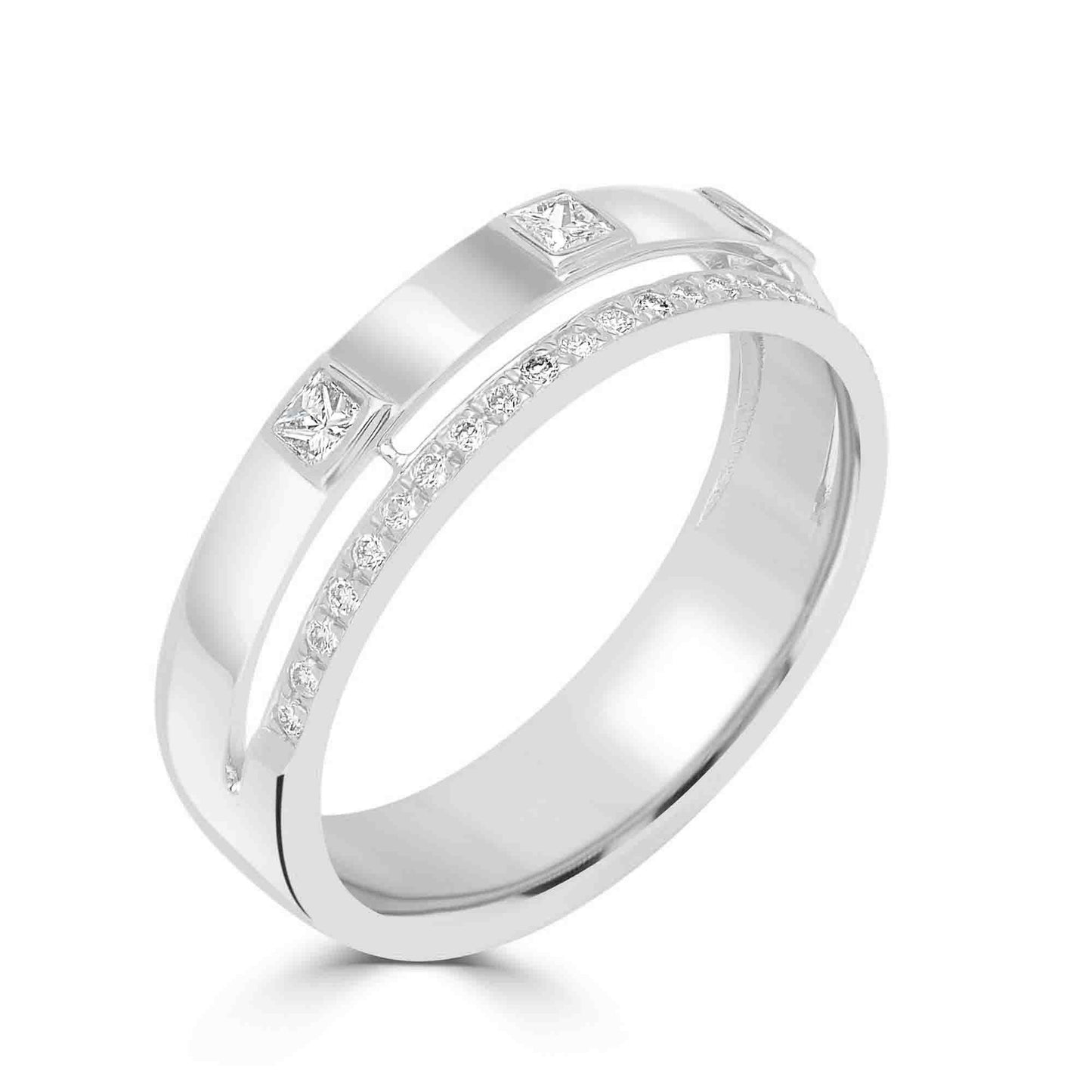 14K White Gold Round Diamond Band Ring, .24 Carats, Sizes 6 to 8