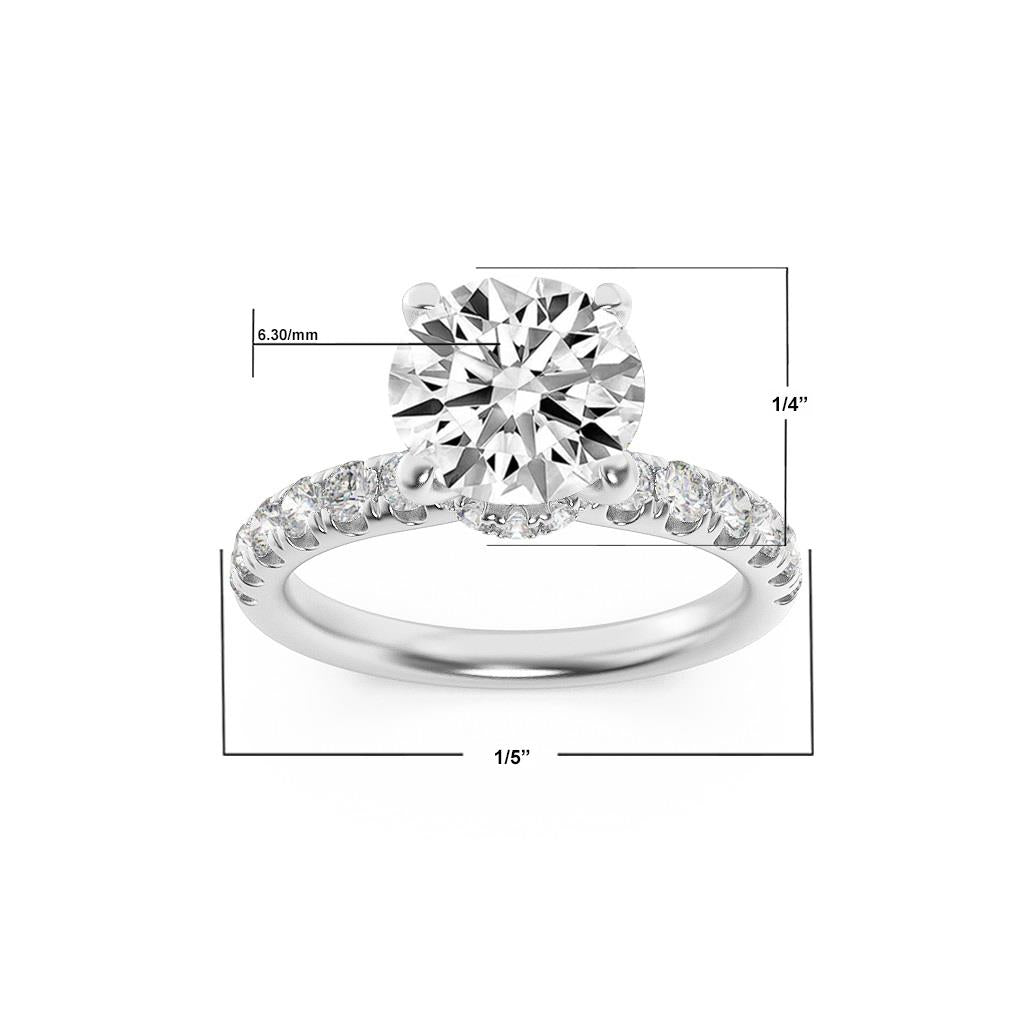 14K White Gold Lab Grown Diamond 1.50 CTTW Round Cut Center Stone Ring