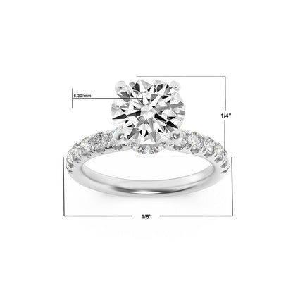 14K White Gold Lab Grown Diamond 1.50 CTTW Round Cut Center Stone Ring