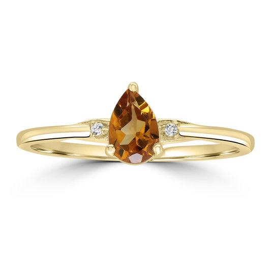 Dew 14k Gold over Sterling Silver Citrine Gemstone Stackable Pear Ring