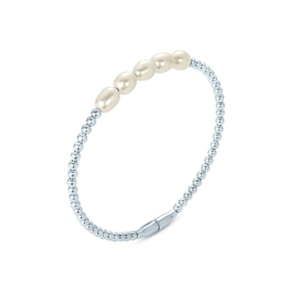 Sterling Silver Cultured Freshwater Pearl Beaded Bracelet