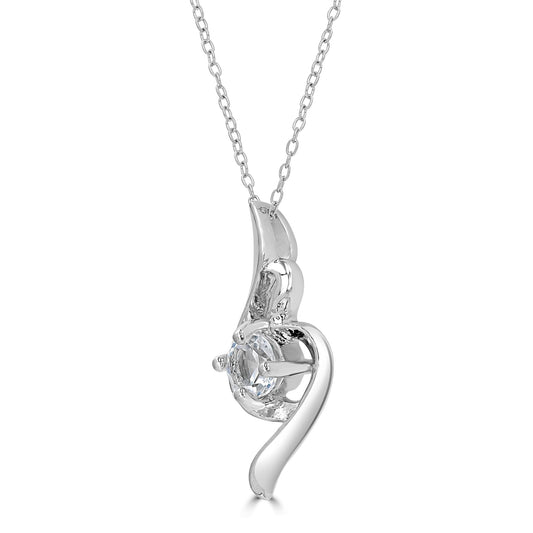 Sterling Silver White Topaz Cable Pendant Necklace, 18 Inches