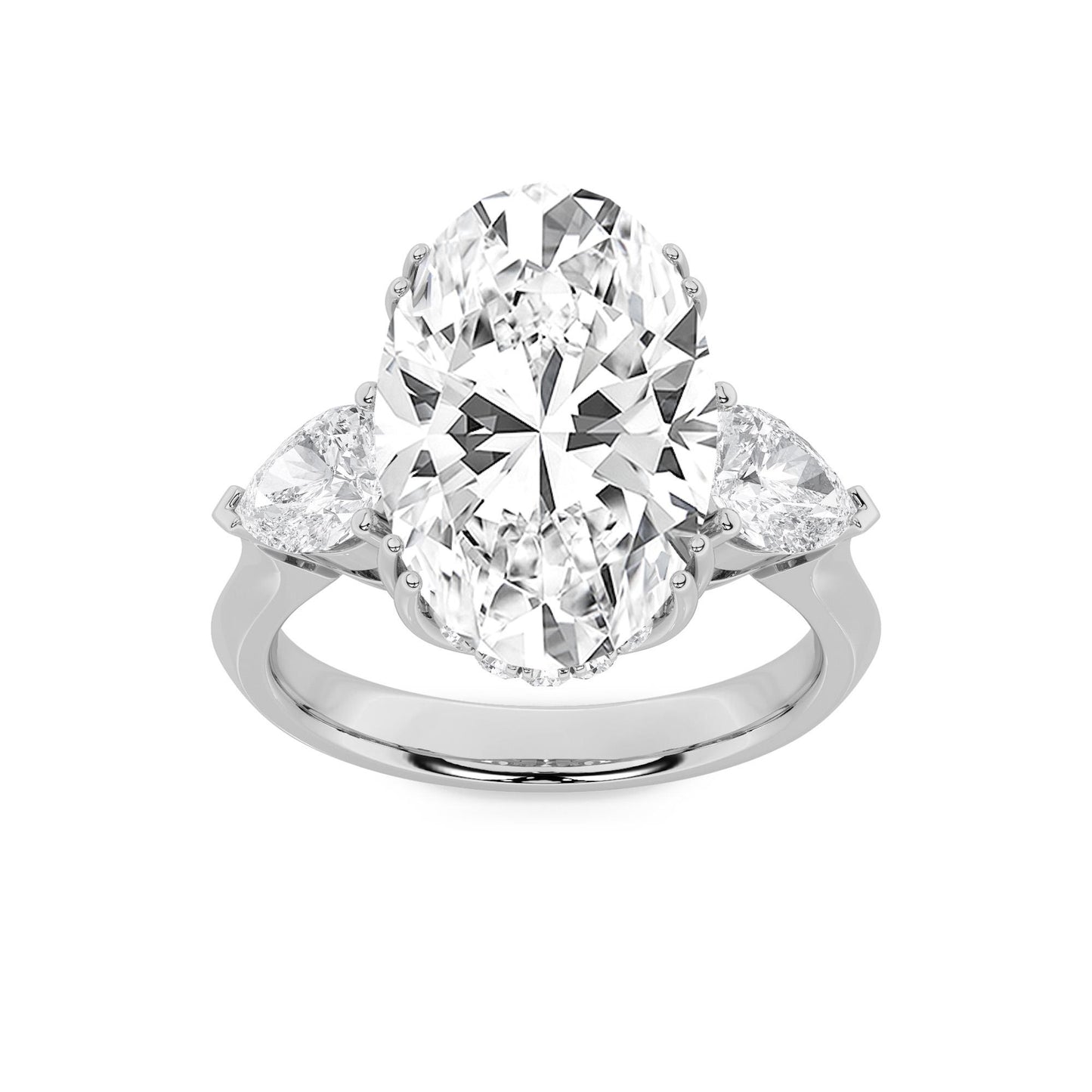 14K White Gold Lab Grown Diamond 6.5 CTTW Oval and Pear Cut Ring