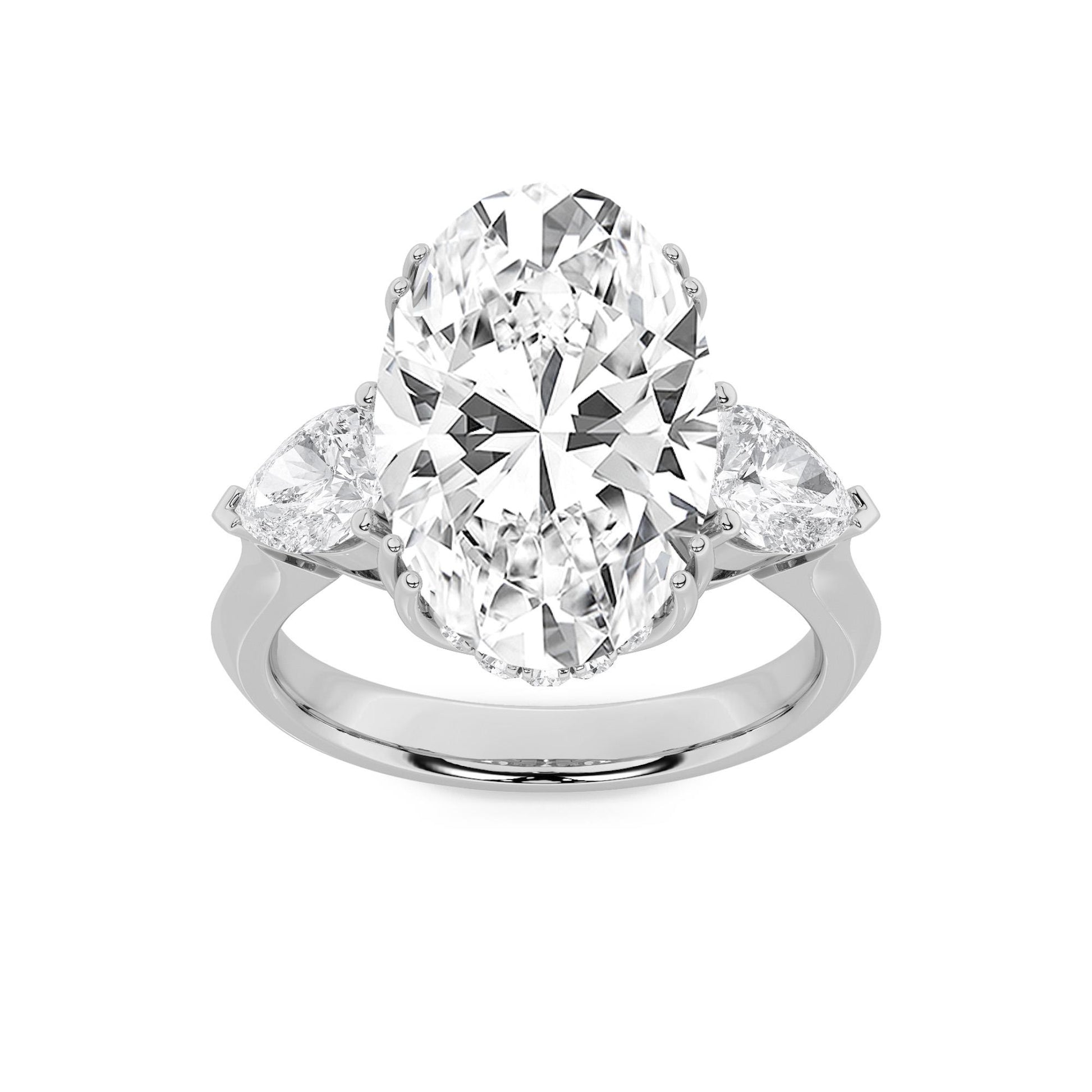 14K White Gold Lab Grown Diamond 6.5 CTTW Oval and Pear Cut Ring