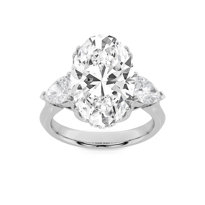 14K White Gold Lab Grown Diamond 6.5 CTTW Oval and Pear Cut Ring