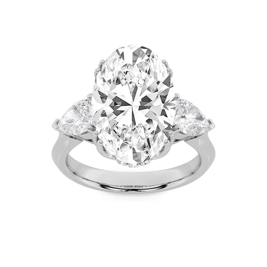14K White Gold Lab Grown Diamond 6.5 CTTW Oval and Pear Cut Ring