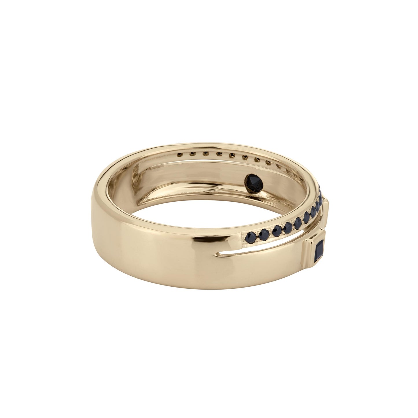 Lyla 14k Gold Pave and Bezel Onyx Double Band Stackable Ring