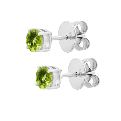 Gemistry 925 Sterling Silver Hypoallergenic 5MM Round Genuine Green Peridot Birthstone Solitaire Post & Clutch Stud Earrings…