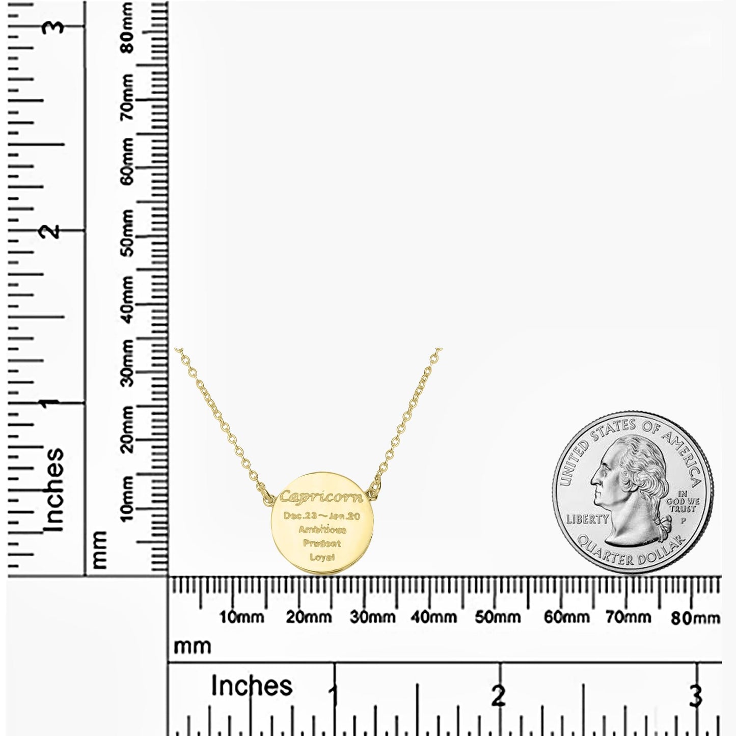 14k Gold Over Brass Capricorn Zodiac Crystal Pendant Necklace 16 in  Inches