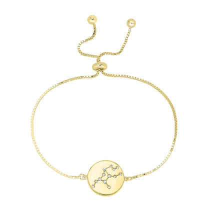 14k Gold Over Brass Virgo Zodiac Crystal Bracelet with Adjustable Chain 5 to 9 Inches