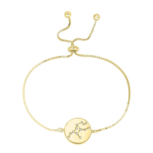 14k Gold Over Brass Virgo Zodiac Crystal Bracelet with Adjustable Chain 5 to 9 Inches