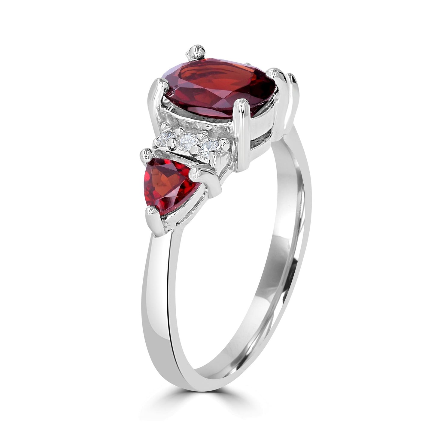 Sterling Silver Garnet and Cubic Zirconia 3-Stone Ring, Sizes 7 to 9