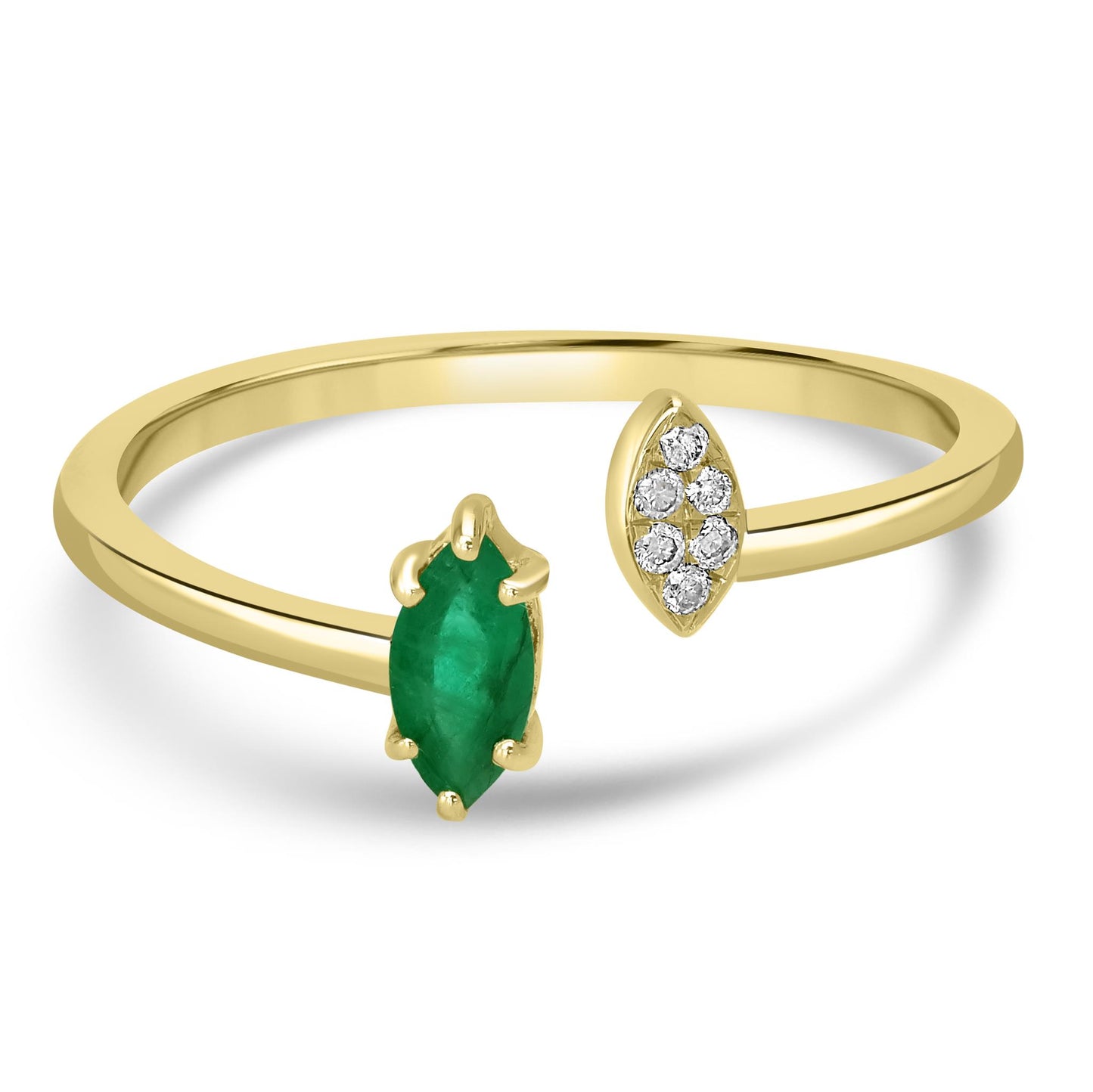 Clara 14k Gold Emerald Gemstone Bypass Stackable Ring