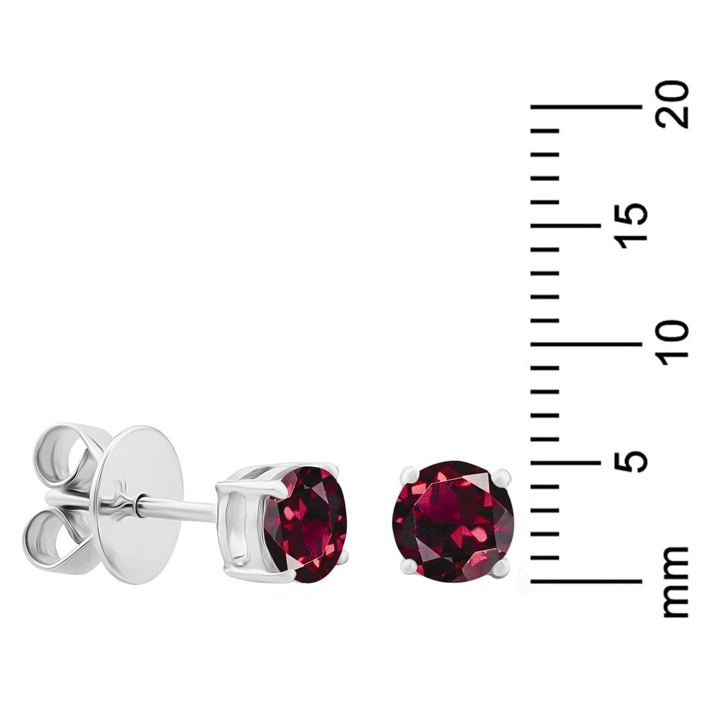 Gemistry 925 Sterling Silver Hypoallergenic 5MM Round Genuine Garnet Gemstone Birthstone Solitaire Post & Clutch Stud Earrings…