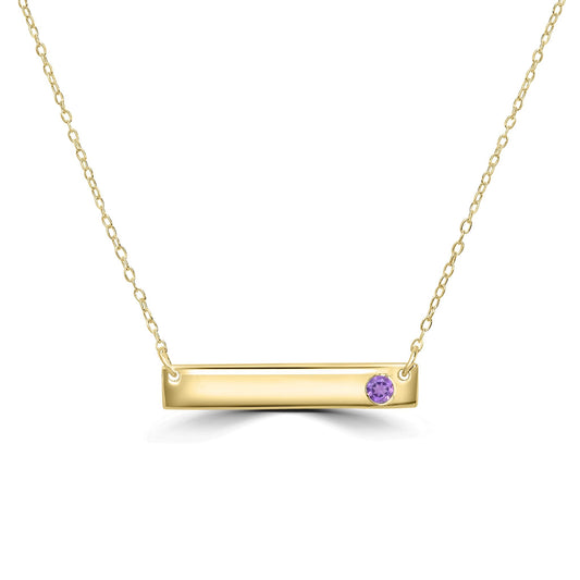 Gemistry Audrey Round Genuine Amethyst Asymmetrical Bar Necklace