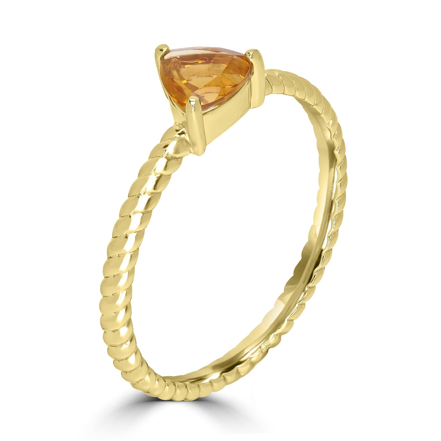 Callie 14k Gold Trillion Solitaire Citrine Gemstone Stackable Ring