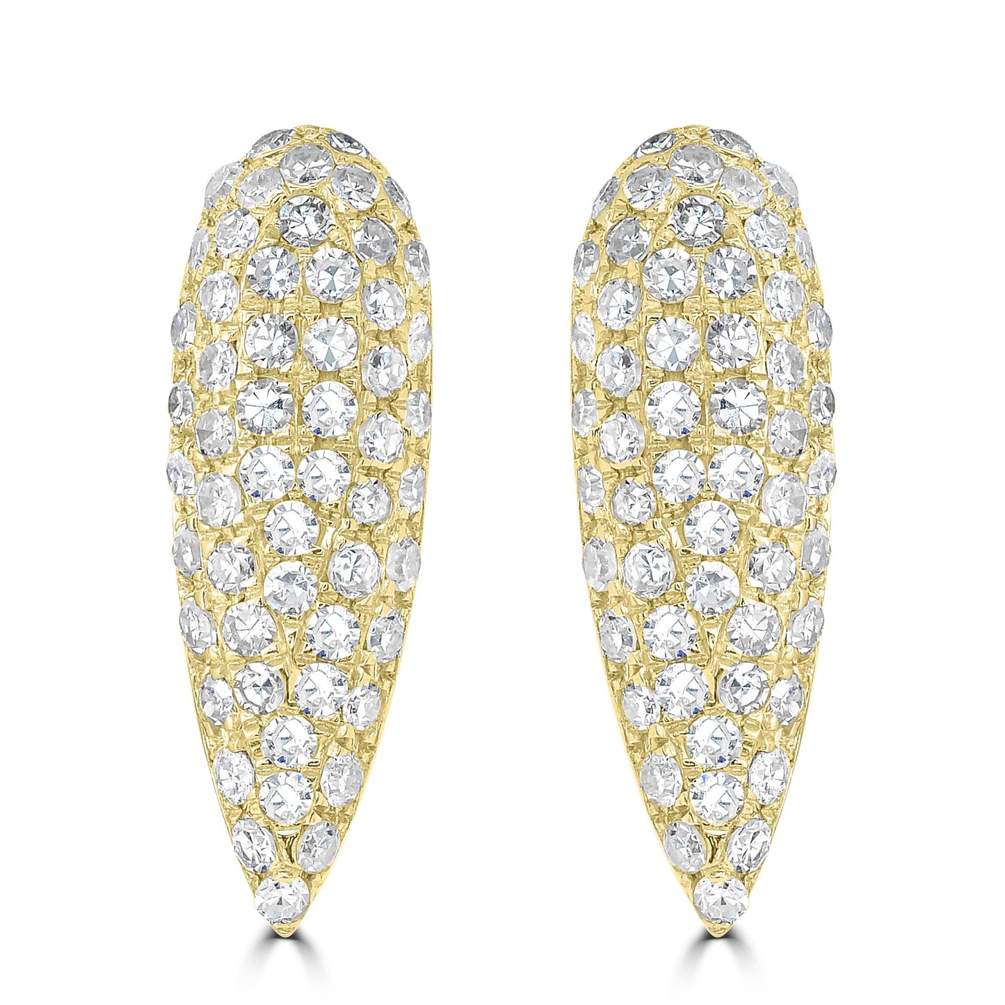 14K Gold 0.42 Carat Round Diamond Elongated Pear Stud Earrings