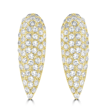 14K Gold 0.42 Carat Round Diamond Elongated Pear Stud Earrings