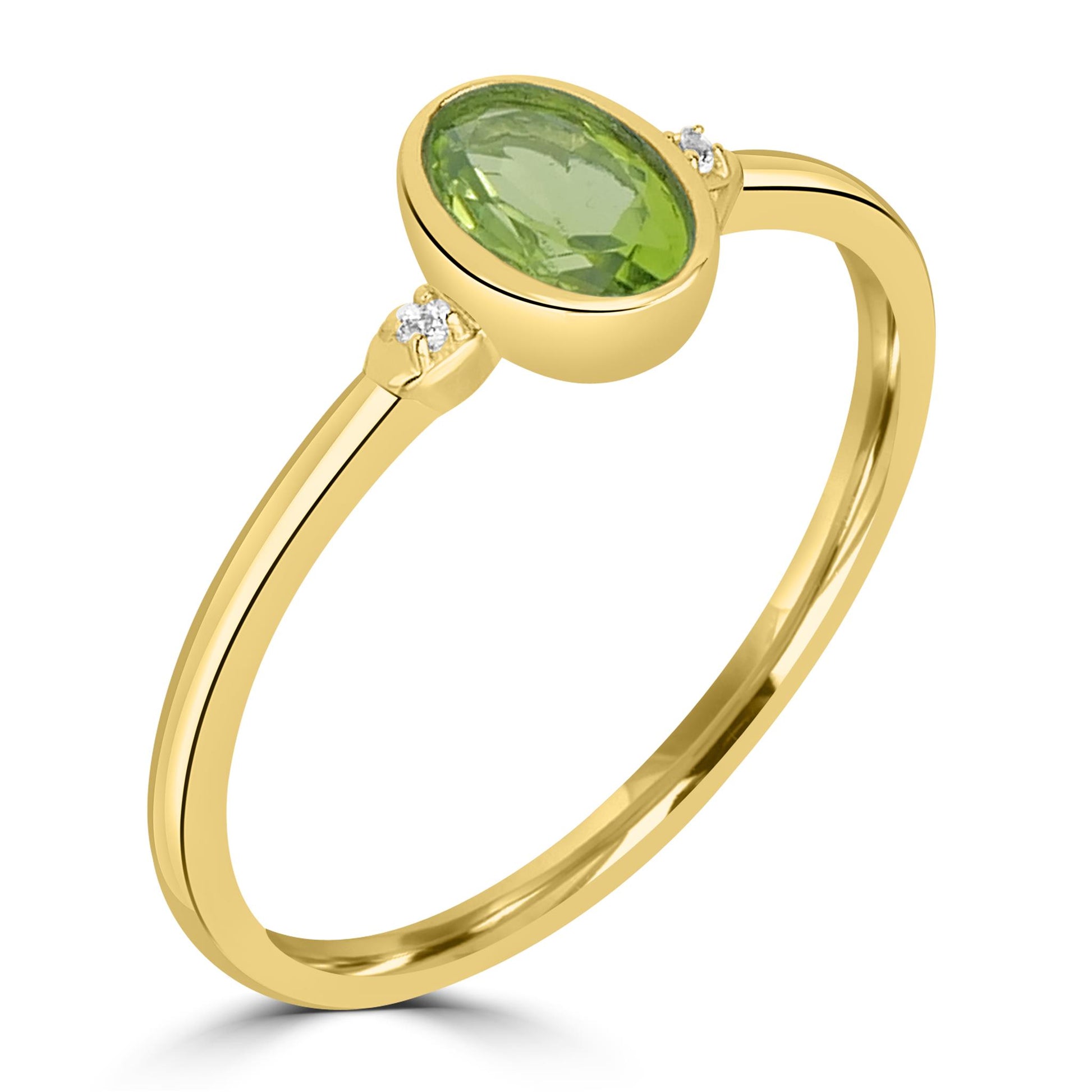 Kate 14k Gold over Sterling Silver Peridot Gemstone Stackable Oval Ring