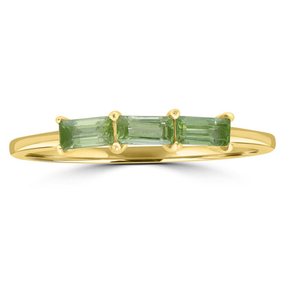 Heidi 14k Gold over Sterling Silver Peridot Gemstone Stackable 3-Stone Baguette Ring