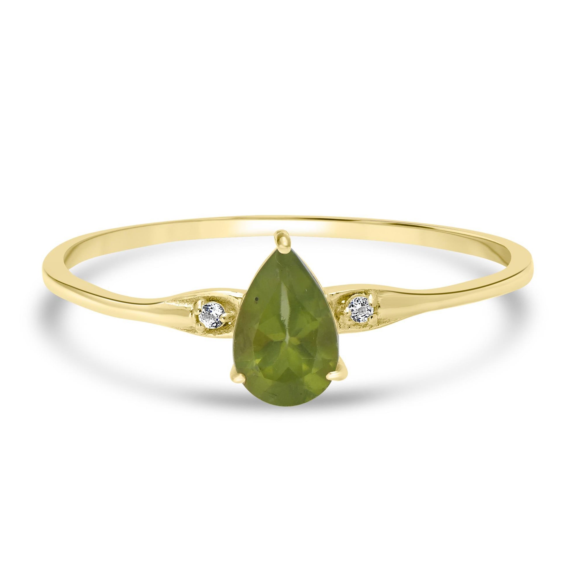 Dew 14k Gold over Sterling Silver Peridot Gemstone Stackable Pear Ring