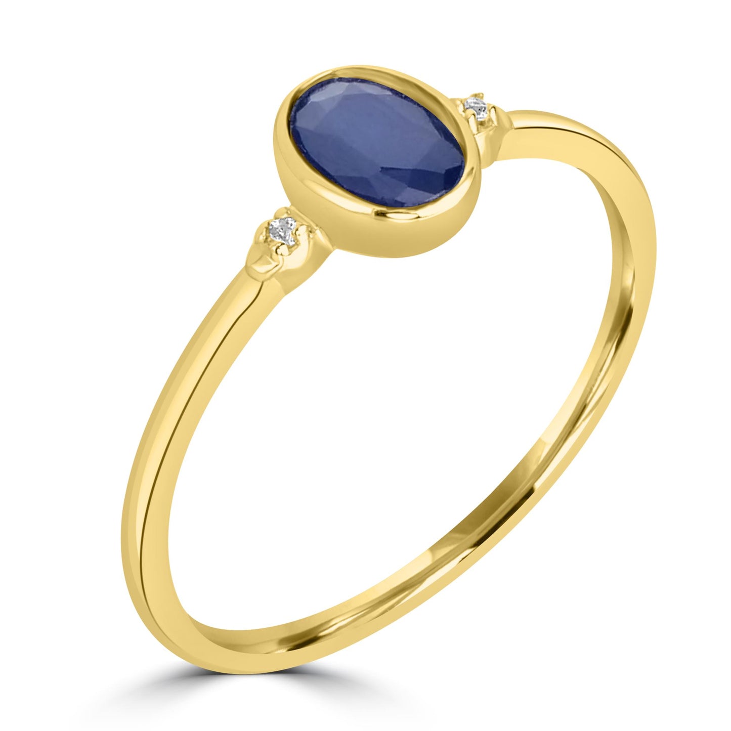 Kate 14K Gold Over Sterling Silver Blue Sapphire and White Topaz Stackable Oval Ring, Sizes 6 to 8