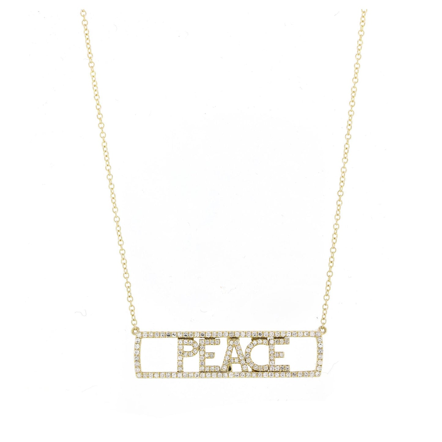 Gemistry 14K Yellow Gold 0.48 Ct Round Diamond Peace Pendant Necklace(GH Color, I1 Clarity)