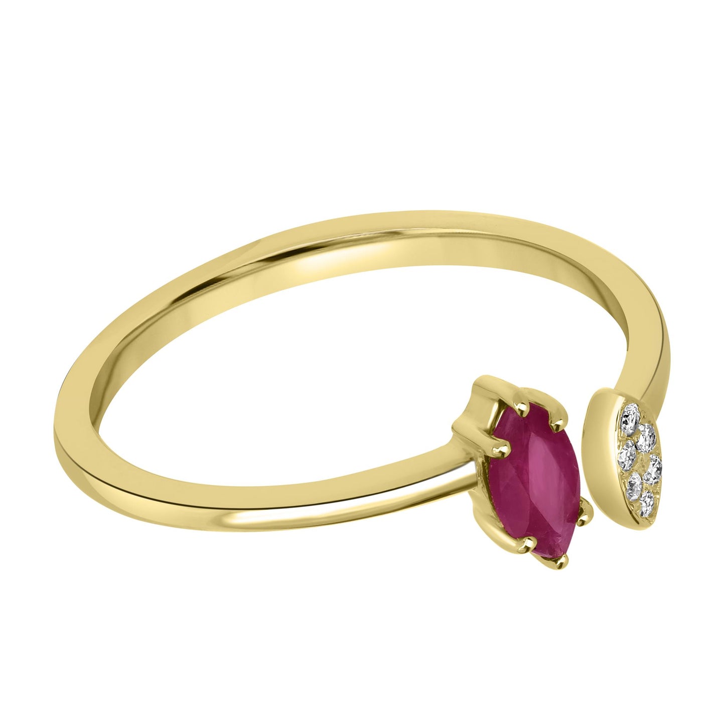 Clara 14k Gold Ruby Gemstone Bypass Stackable Ring