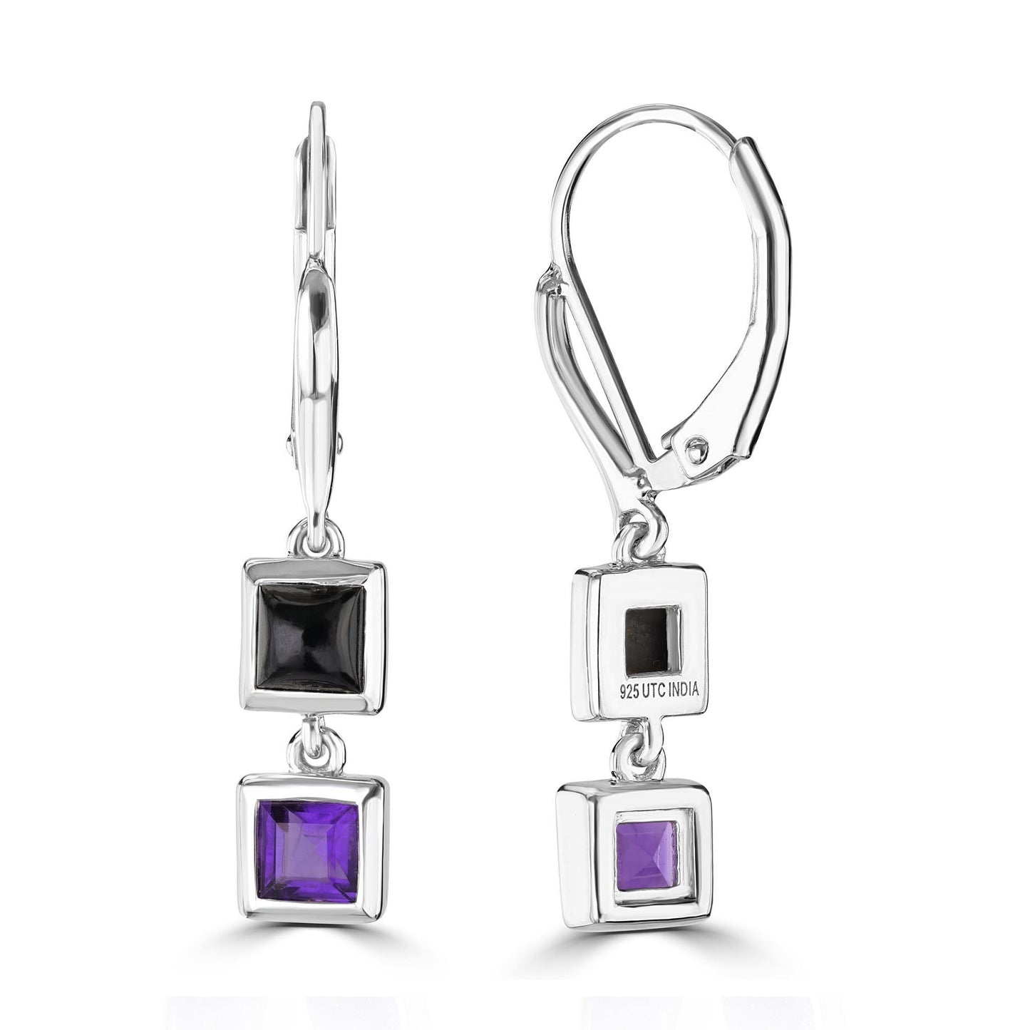 Gemistry "GG Collection" Square Gemstone Drop Earrings in Sterling Silver