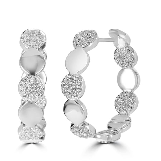 Judy Crowell Jewelry Sterling Silver Cubic Zirconia Circles Hoop Earrings