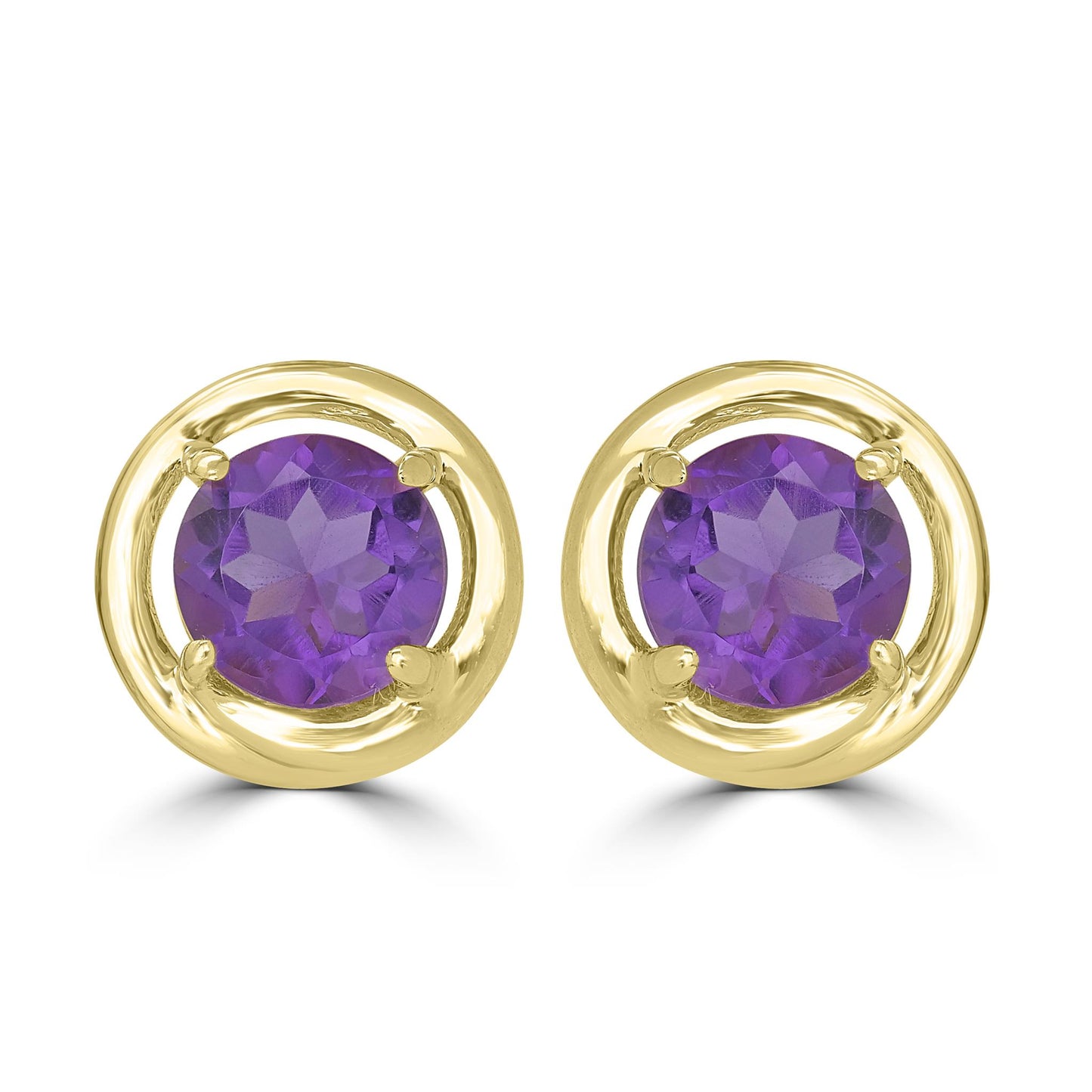 14K Gold over Sterling Silver Amethyst Gemstone Stud Earrings