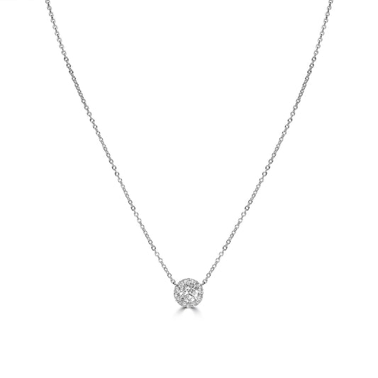 Kathy Levine Sterling Silver Cubic Zirconia Halo Necklace