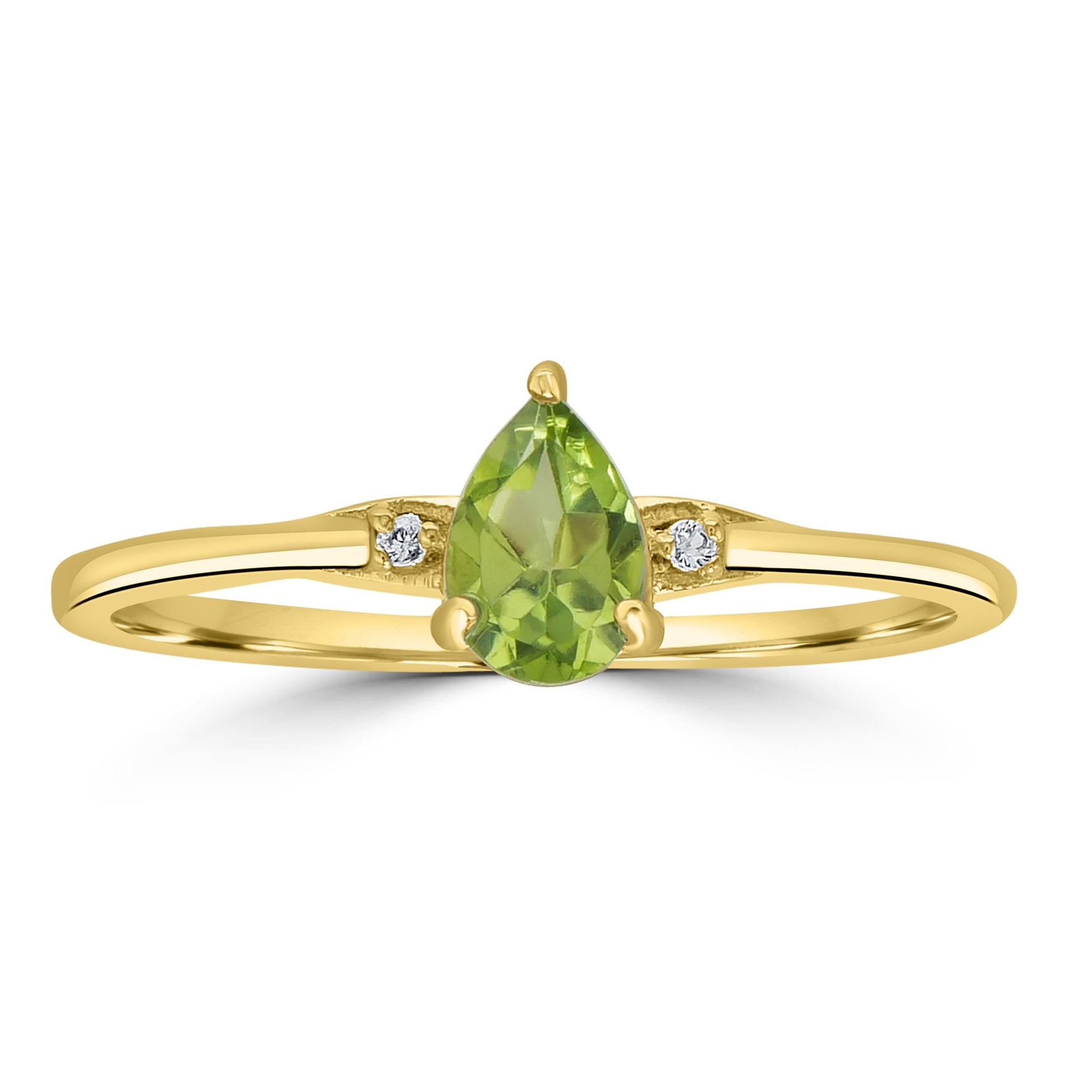 Dew 14k Gold over Sterling Silver Peridot Gemstone Stackable Pear Ring